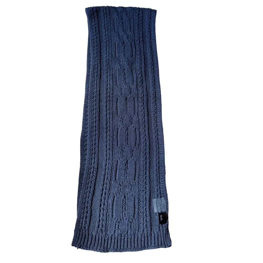 Aquatalia Scarf‎ Wool Cable Knit Navy